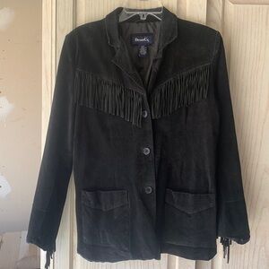 100% leather Denim & Co jacket with fringe